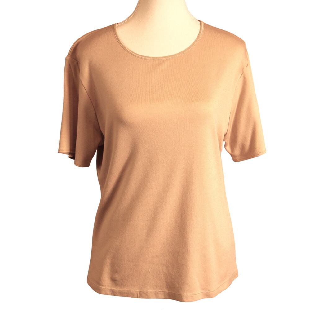 JM Collection Classic Scoop Neck T Comfy, Light Tan sz M
